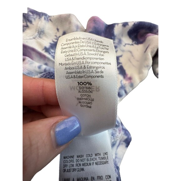 Mother Denim Size XS Square Wash Tie Dye Sweatshirt Blueberry Rainbow Patch #N12 - Picture 11 of 14